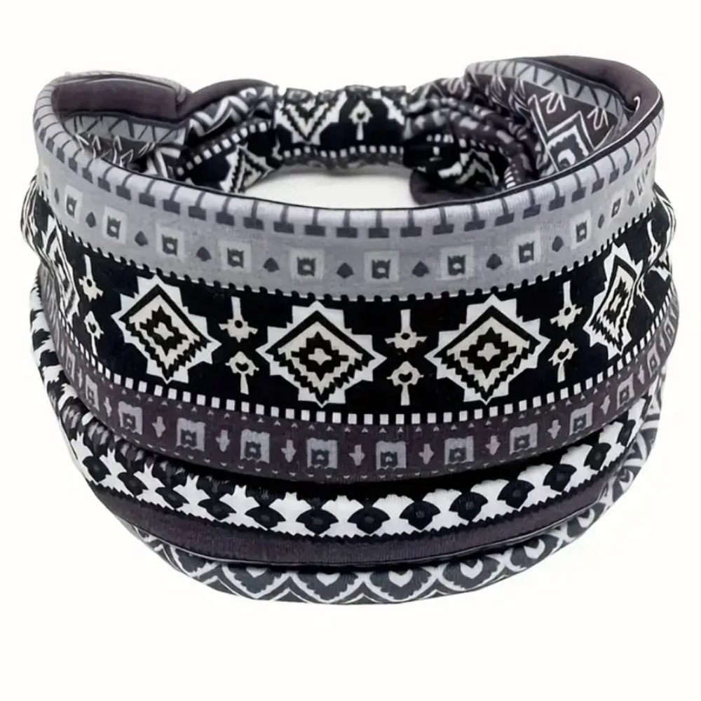🆕️LAST SET❣️ BOHO RETRO AZTEC TRENDY MULTICOLOR HEADBANDS~ SET OF 4 Y2K TRENDY - Picture 6 of 12